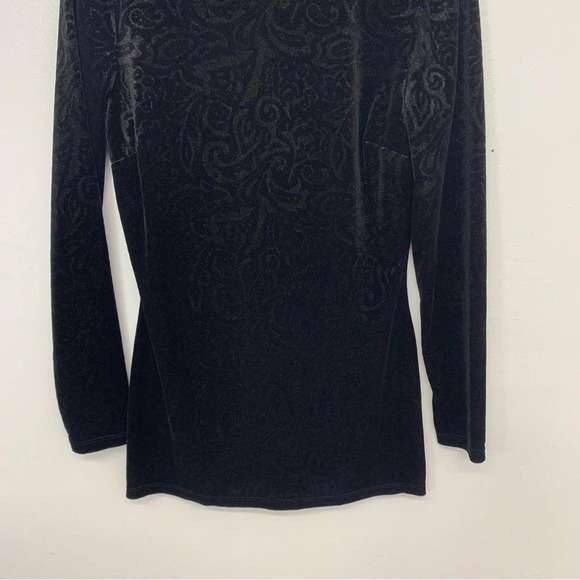 Cache Blouse Top Woman Small  Black Velvet Metallic Long Sleeve Sparkle Stretch - Picture 3 of 11
